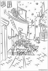 Van Night Cafe Terrace Vincent Gogh Pages Coloring Online Arts Color sketch template