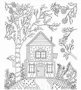 Cottage Coloring Pages Printable Adult Colouring Print Hill Cool Adults Kids Book Sheets Color Printables Whimsical Books Mandala Doodle Getcolorings sketch template