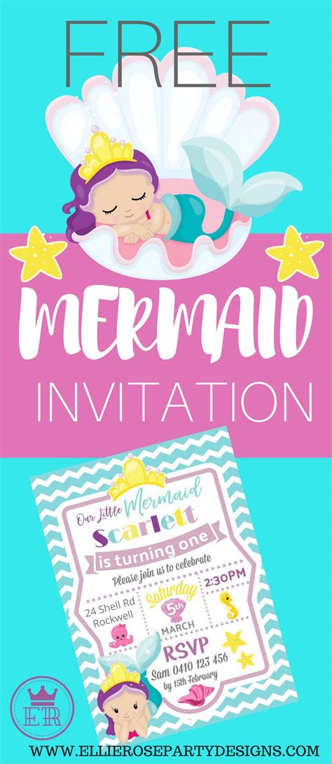 mermaid invitation template luxury   mermaid invitation