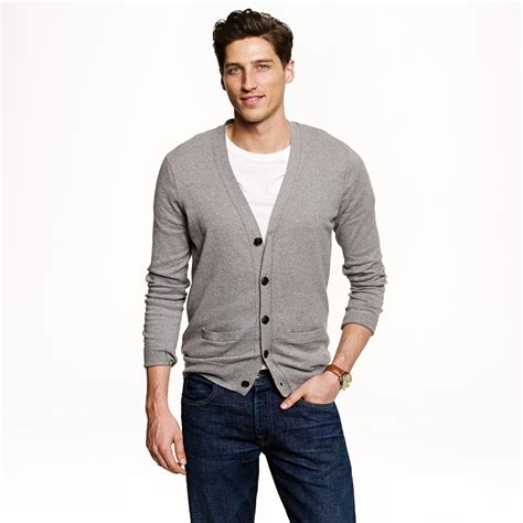 jcrew cotton cashmere cardigan sweater  gray  men lyst