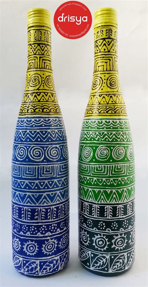 hand painted designer bottles  drisya hand painted wine bottles