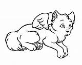 Wolf Coloring Pages Chibi Winged Lineart Line Animals Cliparts Clipart Animal Fox Anime Wolves Cat Colouring Loco Lu Msp Flying sketch template