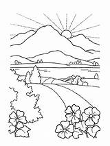 Clipart Rolling Mountains Landscape Clip Cliparts Hills Library Coloring Nature Pages sketch template