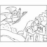 Adam Eve Angel Coloring Banishing Paradise Angels sketch template