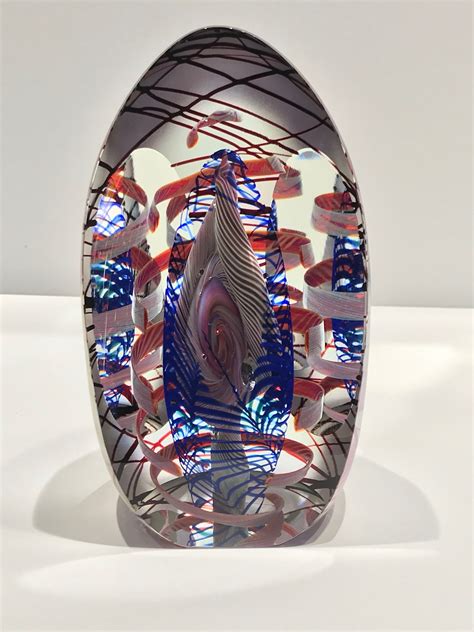 Henry Summa Art Glass Paperweight Tall Reflecting Cobra