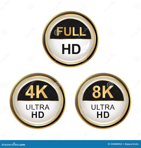 collection  full hd    ultra hd icons stock vector