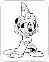 Fantasia Coloring Mickey Pages Sorcerer Mouse Disneyclips Hat Disney Putting Para Salvo Printable sketch template