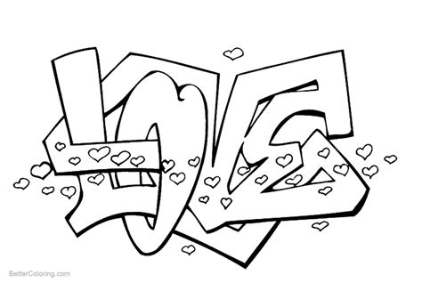 graffiti coloring pages letters love  printable coloring pages