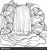 Cascata Waterval Cascate Cascade Volwassenen Kleurende Adulti Coloritura Illustrazione Disegnare sketch template