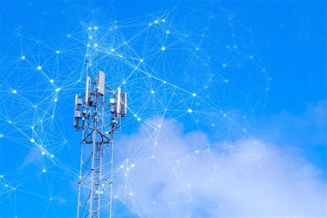 telecommunication tower  mesh dots glittering particles  wireless telecommunication