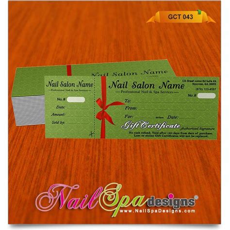 printable  printable manicure gift certificate template salon