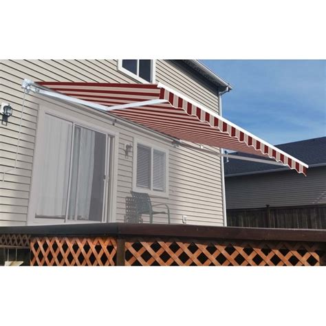 shop aleko retractable    feet awning home patio canopy multistripes red overstock