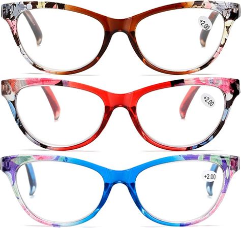 Reavee 3 Pack Cat Eye Reading Glasses For Women Ladies Vintage Stylish