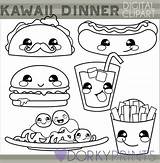Kawaii Food Cute Drawing Clipart Dinner Coloring Pages Drawings Doodle Limited Commercial Personal Use Characters Clip Blackline Sold Collage Etsy sketch template