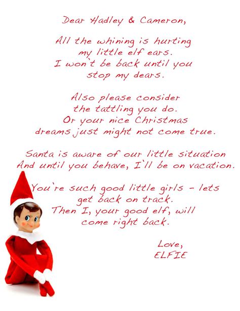 naughty elf letter  printable