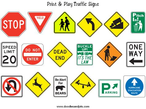 printable traffic signs  kids doodles  jots