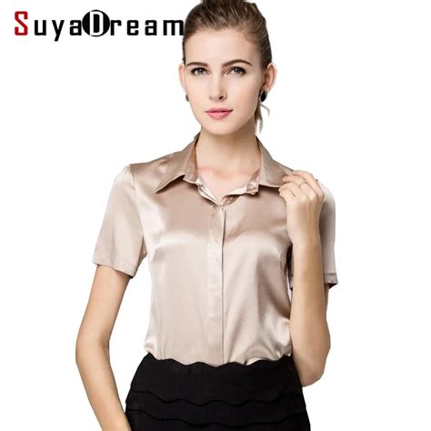 buy women silk blouse short sleeve blouse  size office lady white blouse