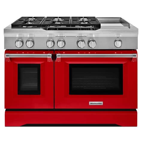 kitchenaid    cu ft dual fuel range double oven  convection oven  signature red