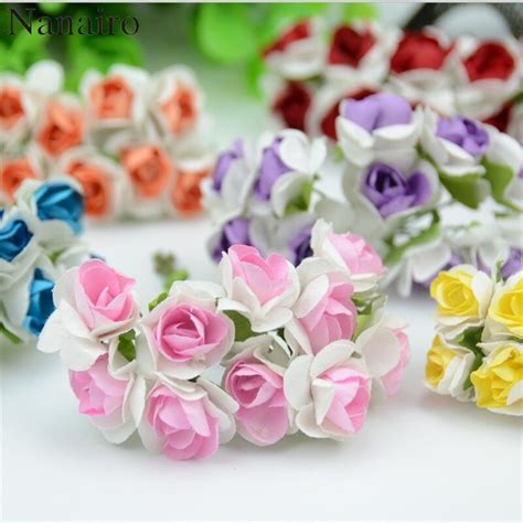 pcslot cm mini paper rose flowers bouquet wedding decoration paper flower  diy
