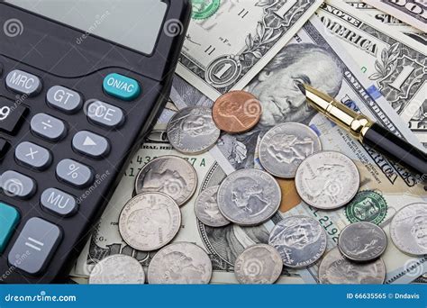 usd bank notes  coins   calculator stock image image  financial market