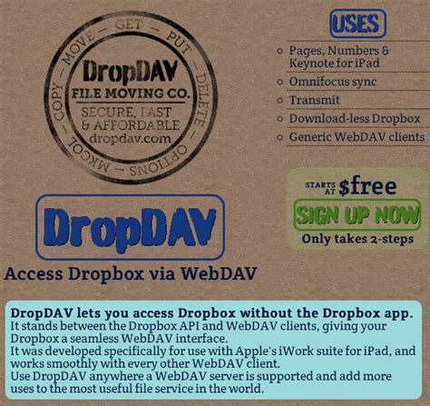 dropdav  access   dropbox  webdav mamas technologies