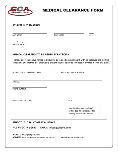 sample medical clearance letter  military