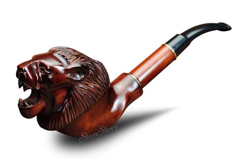 lion smoking pipe wooden pipe tobacco pipe hand carved smoking etsy