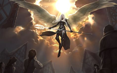 angel warrior fantasy wings artist art digital art hd