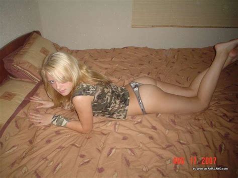 sweet amateur blonde gf modeling her camouflaged underwear coed cherry