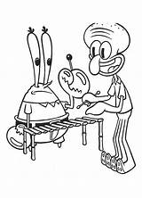Squidward Mr Krabs Coloring Music Playing Netart Color sketch template