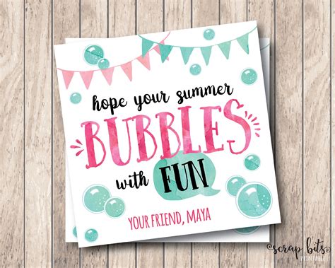 hope  summer bubbles  fun personalized printable etsy
