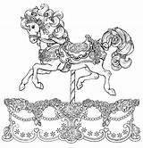 Horse Coloring Pages Carousel Printable Adult Print Animal Colouring Getdrawings Drawing Book sketch template