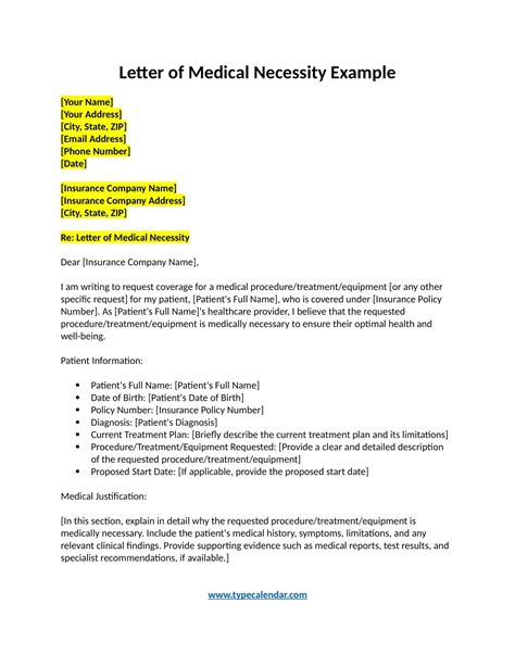printable letter  medical necessity templates