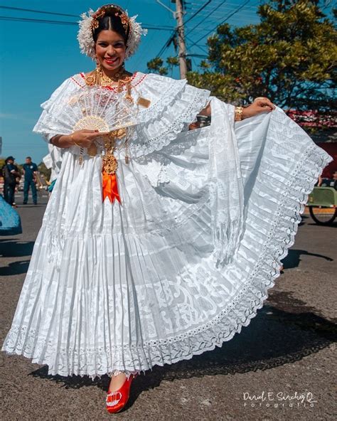 Pollera De Gala Blanca Santeña Lacabanga Mexican Dresses Dress