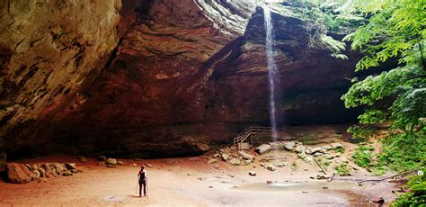 feeling pretty small at ash cave hocking hills state park ohio usa