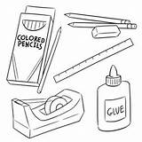 Materiais Material Escolares Pintar Utiles Professores Clipground Esenciales sketch template