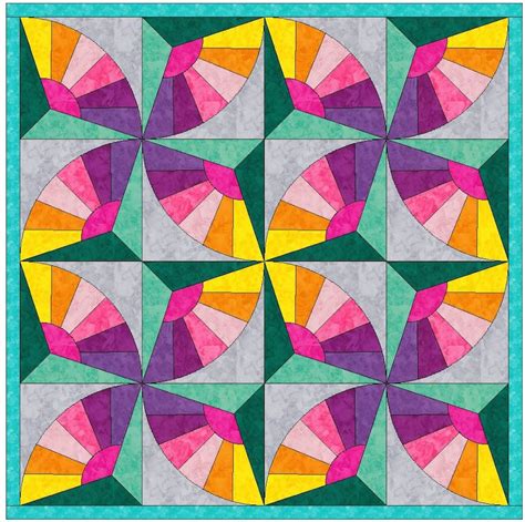 floating fan quilt template quilting block pattern  etsy