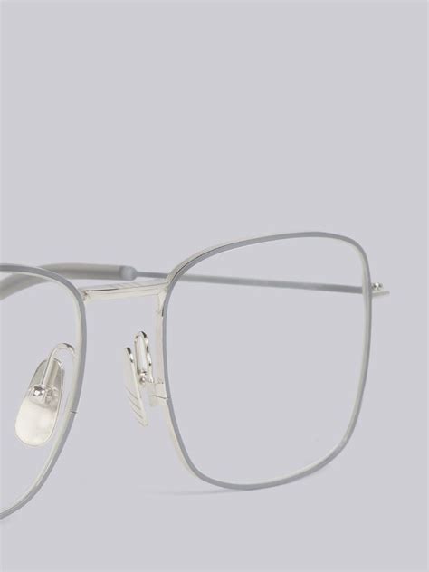 tb117 silver oversized squared aviator glasses thom browne official