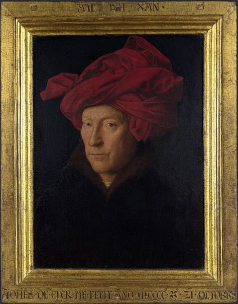 jan van eyck man   red turban  oil  wood       national gallery london