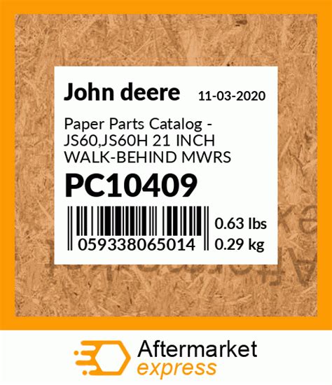 pc paper parts catalog jsjsh   walk  mwrs fits john deere price
