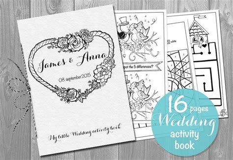 kids wedding activity book printable personalized booklet  pages