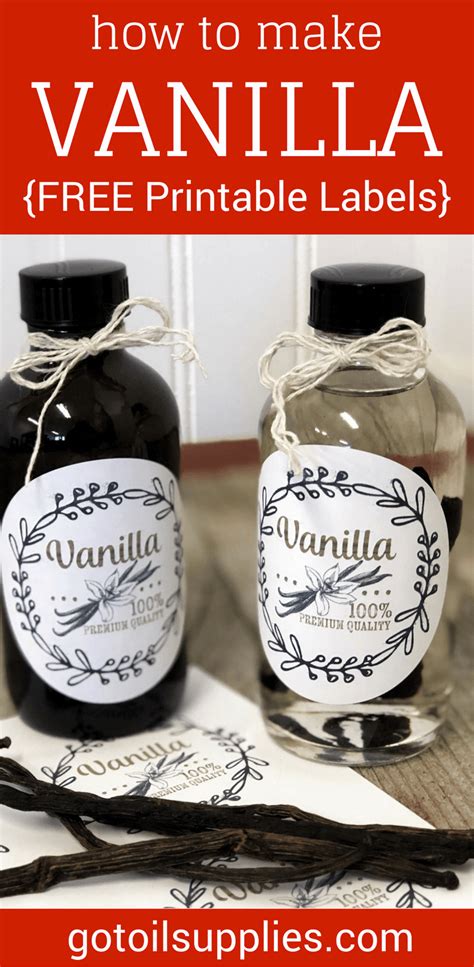 printable homemade vanilla extract labels