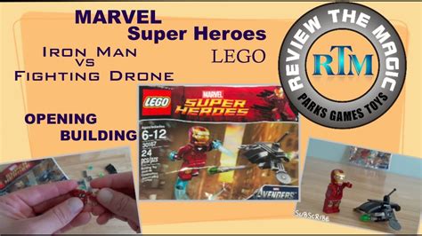 lego marvel super heroes iron man  fighting drone set opening  building time lapse youtube