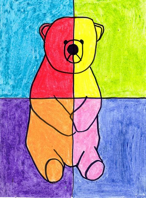 simple art project ideas abstract oil pastel bear