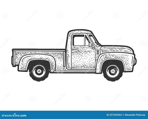 vintage farm truck sketch vector illustration stock vector