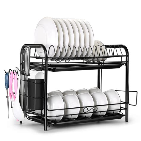 dish drying rack  tier chrome dish rack   sink kitchen storage  cutting board