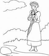 Coloring Julie Andrews Poppins Mary Draw Step sketch template