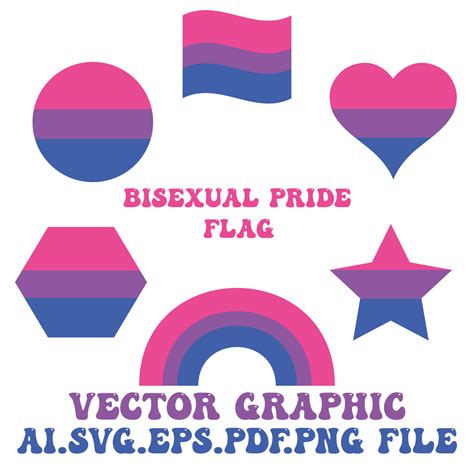 Bisexual Pride Flag Shapes Rainbow Heart Star Polygon Vect Inspire