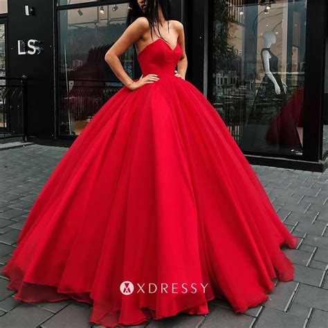 Strapless Sweetheart Red Quinceañera Ball Gown Xdressy