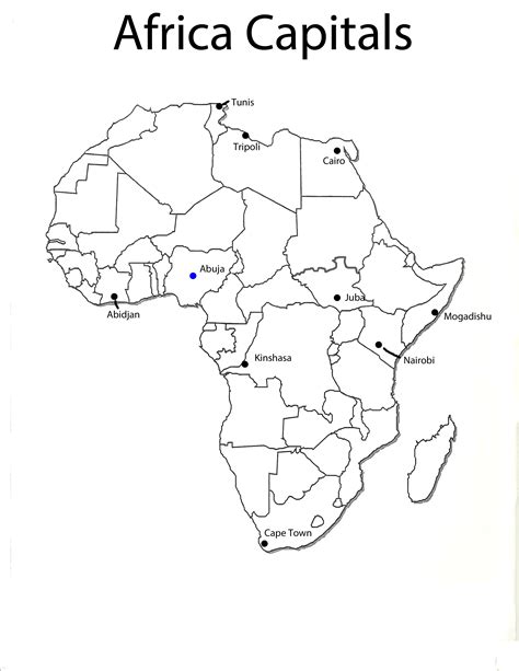 printable map  africa  capitals printable maps